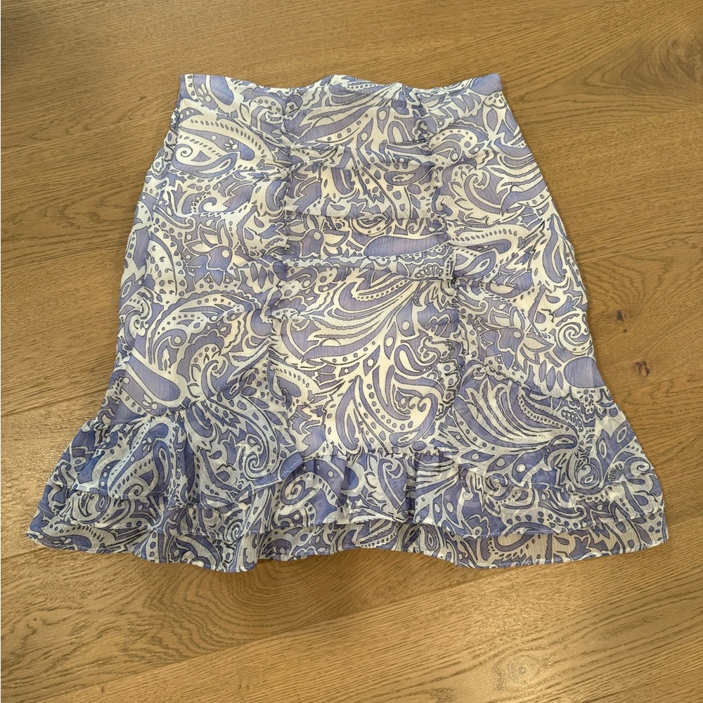 Express Blue and White Paisley Mini Skirt